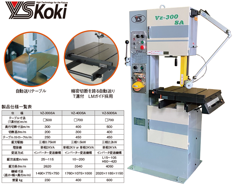 最終値下げ ワイエス工機 YSKOKI 標準型強力帯鋸盤インバータ VZ300 4676424